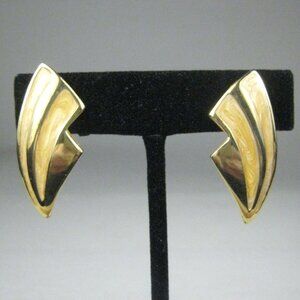 Napier Earrings CLIP ON Goldtone Yellow Enamel Vintage Circa 1980 Estate